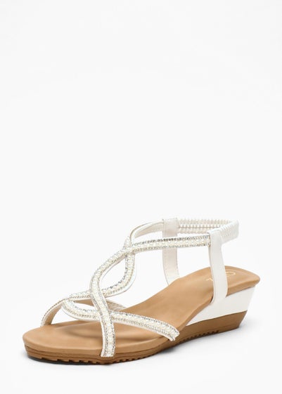 Quiz White Low Wedge Sandals