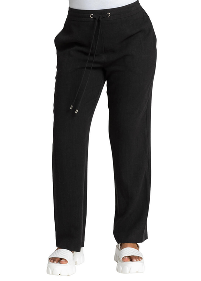 Roman Black Petite Linen Tie Front Trousers