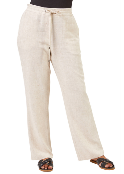 Roman Stone Petite Linen Tie Front Trousers