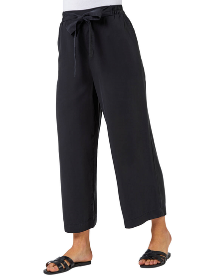 Roman Black Waist Tie Detail Culottes