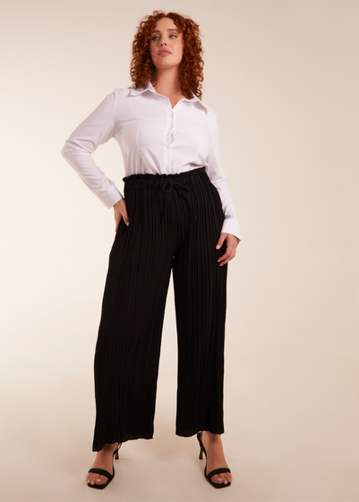 Blue Vanilla Black Curve Wide Leg Pleated Trousers