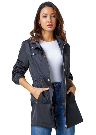 Roman Black Shower Resistant Longline Jacket