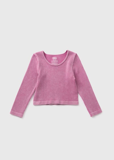 Girls Pink Seamless Long Sleeve Top (7-15yrs)