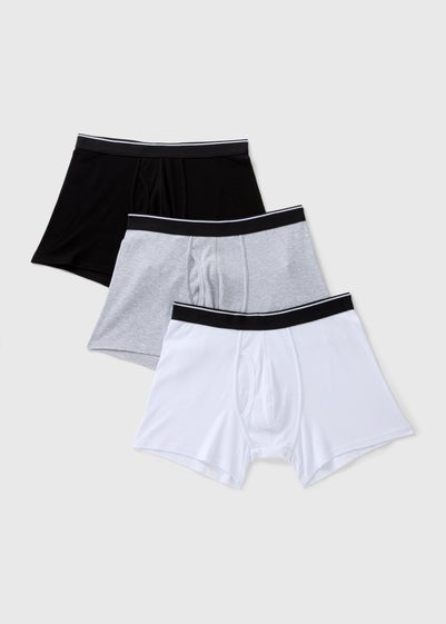 White Black & Grey Ribbed Keyhole Boxers