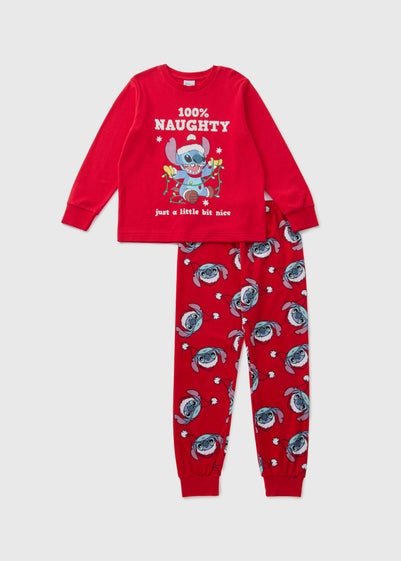 Disney Kids Red Christmas Stitch Pyjama Set (4-12yrs)