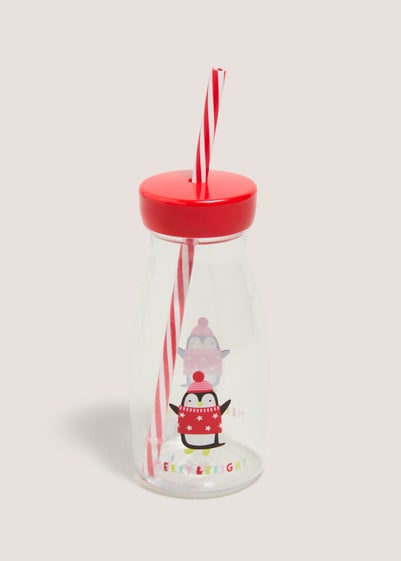 Red Christmas Milk Bottle