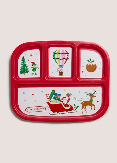 Red Christmas Divide Plate (28cm x 23cm x 2cm)