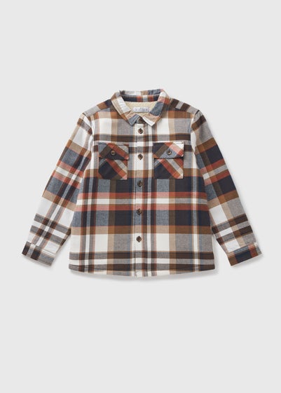 Boys Multicolour Check Borg Shacket (7-15yrs)