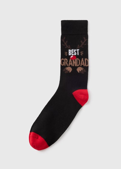 Black Best Grandad Reindeer Socks