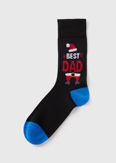 Black Best Dad Santa Socks