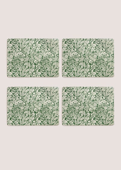 4 Pack Winter Poem Green Floral Cork Placemats