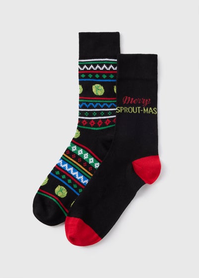 2 Pack Black Sproutmas Socks