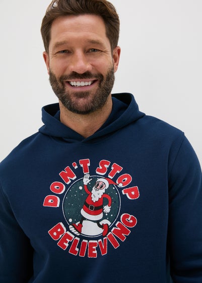 Navy Christmas Don't Stop Believing Hoodie