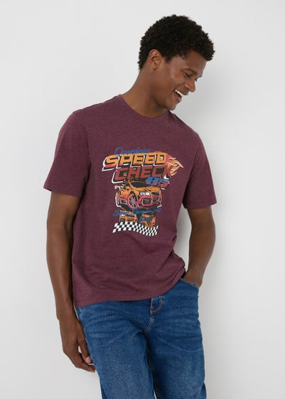 Burgundy Speed Check T-Shirt