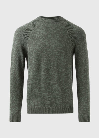 Green Knitted Twist Crew Neck Jumper