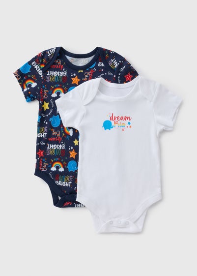 Alder Hey 2 Pack Baby White & Navy Bodysuits (Newborn-23mths)