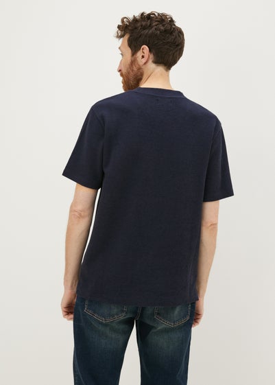 Navy Textured Ribbed T-Shirt