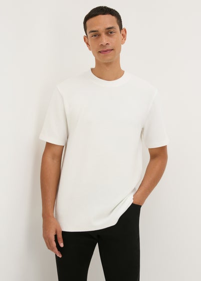 Ecru Textured Ribbed T-Shirt