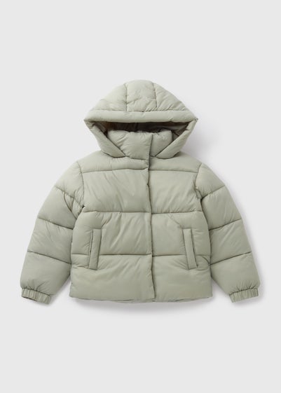 Girls Green Cropped Padded Coat (7-15yrs)