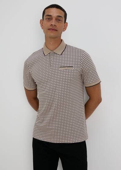 Stone Abstract Print Polo Shirt