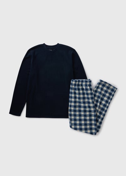 Navy Check Fleece Pyjama Set