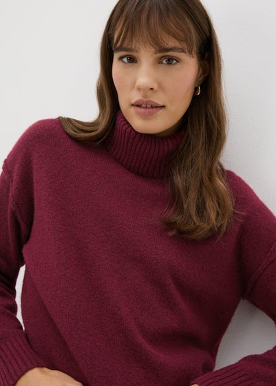 Burgundy Roll Neck Jumper