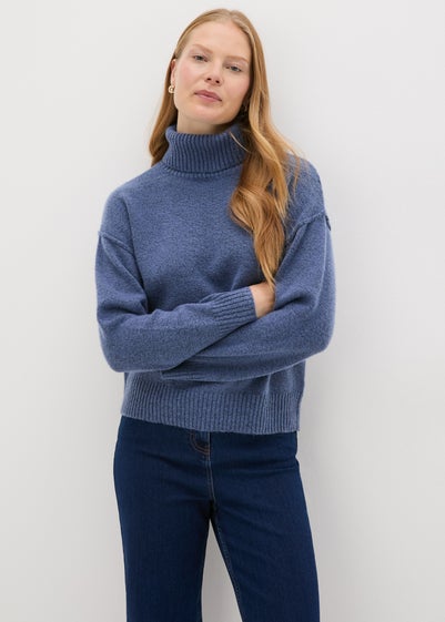 Blue Roll Neck Jumper