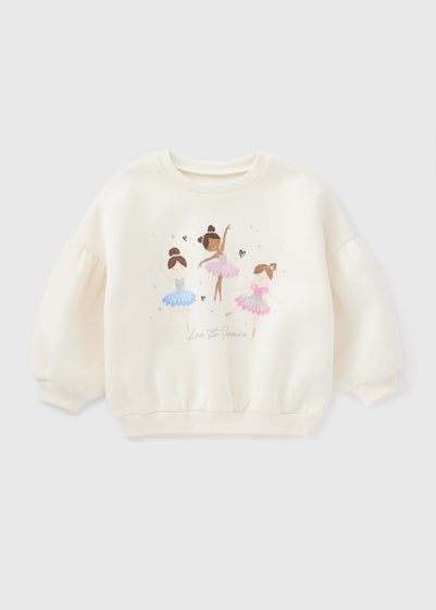 Girls Cream Ballerina Sweatshirt (1-7yrs)