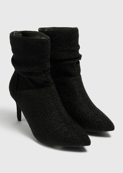 Black Glitter Slouch Wide Fit Boots