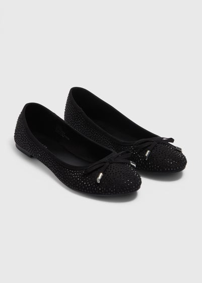 Black Diamante Ballet Flats