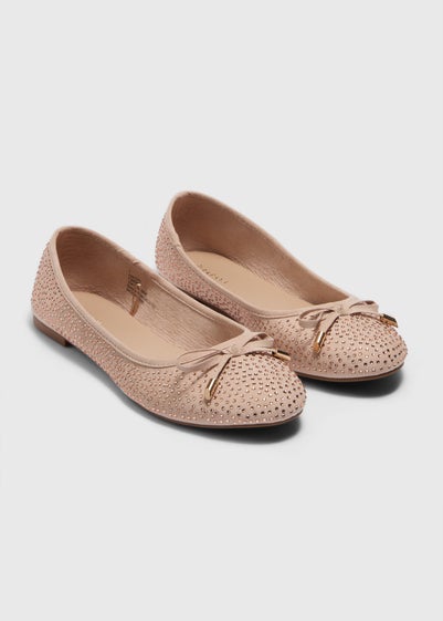 Gold Diamante Ballet Flats