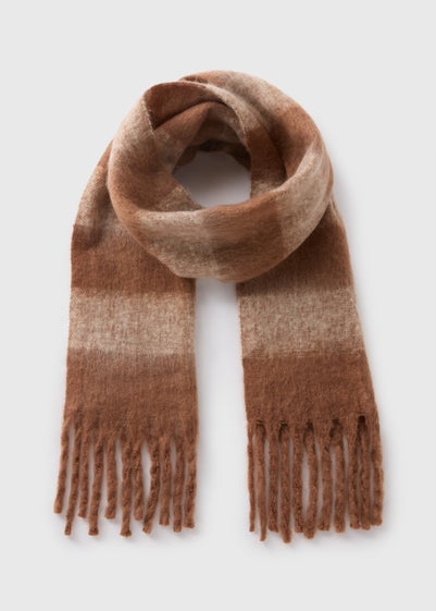 Brown Stripe Brushed Scarf