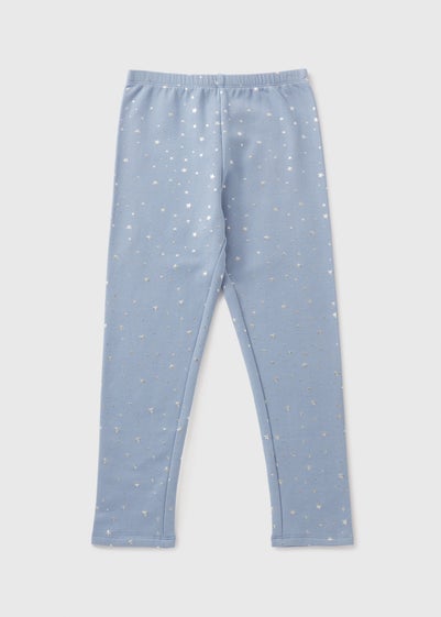 Girls Blue Glitter Star Leggings (1-7yrs)