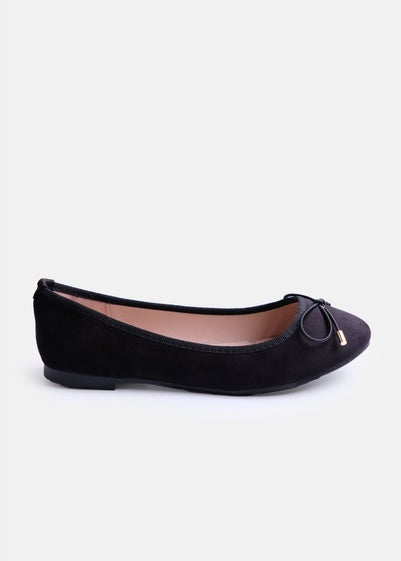 Where's That From Black Tallulah Wide Fit Suede Flat Pumps