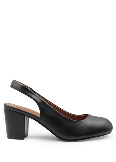 Where's That From Black Edith Wide Fit PU Block Heels