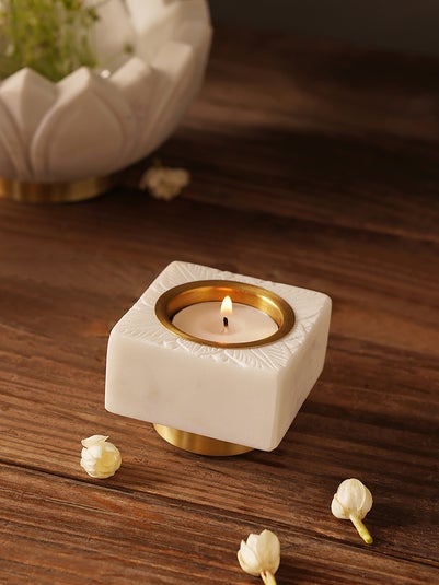 Home White Marble Tea-Light Holder