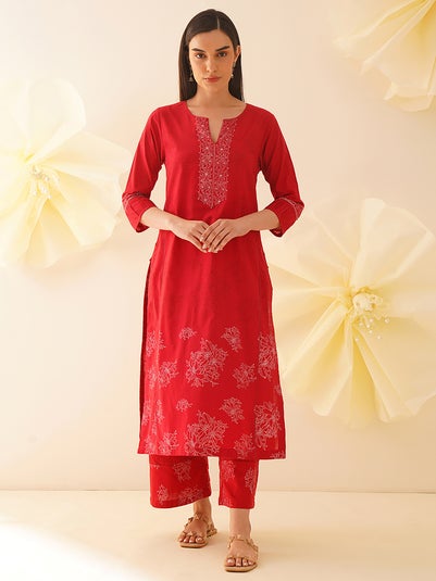 Jaypore Women Red Kurta - L