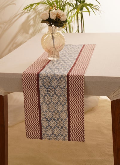 Multicolour Cotton Block Print Printed Table Runner - S