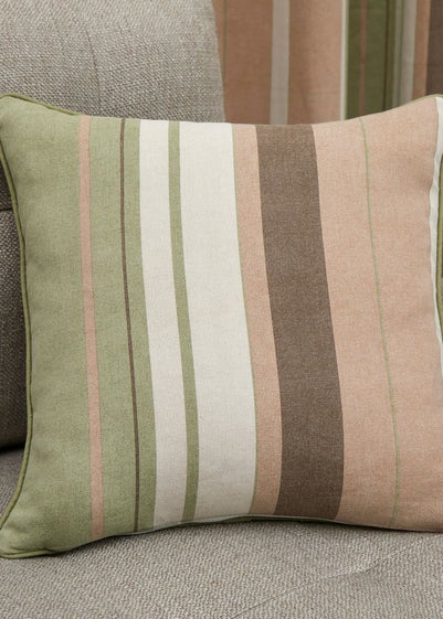 Fusion Whitworth Stripe Green Filled Cushion (43cm x 43cm)