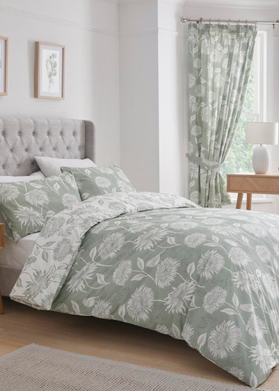 Dreams & Drapes Design Chrysanthemum Green Duvet Cover Set