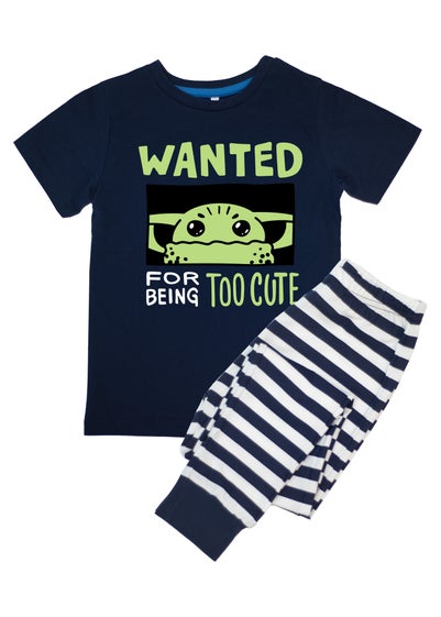 Star Wars The Mandalorian Wanted Boys Navy Stripes Pyjamas (3-8 Years)