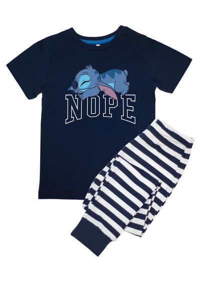 Disney Stitch Nope Boys Navy Stripes Pyjamas (3-8 Years)