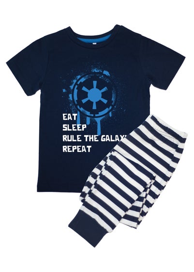 Star Wars Eat Sleep Repeat Kids Navy Stripes Pyjamas (3-8 Years)