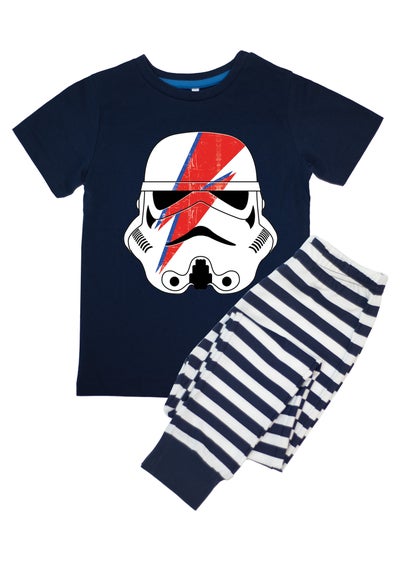 Star Wars Stormtrooper Flash Helmet Kids Navy Stripes Pyjamas (3-8 Years)