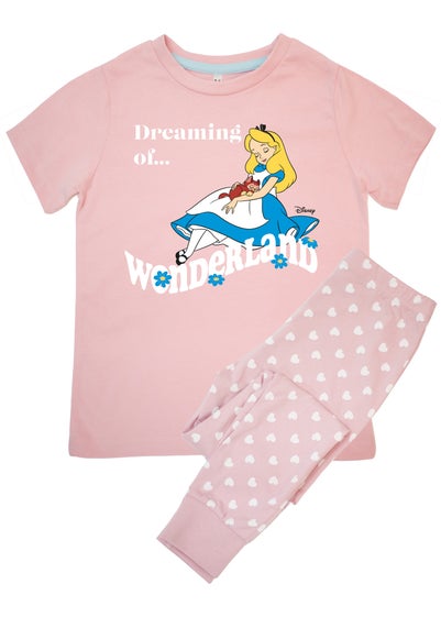 Disney Alice in Wonderland Dreaming Kids Baby Pink Hearts Pyjamas (3-8 Years)