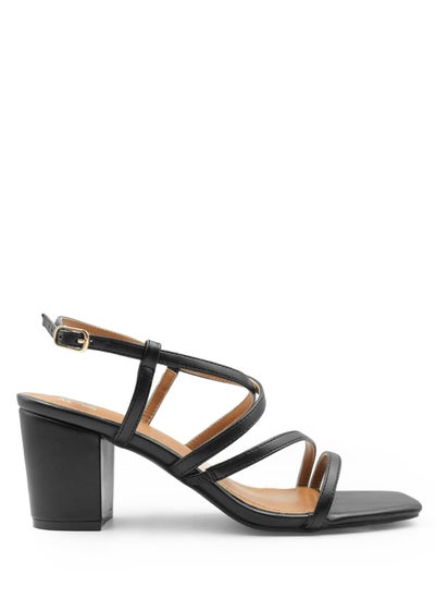 Where's That From Black Sidra Wide PU Block Heel Sandals