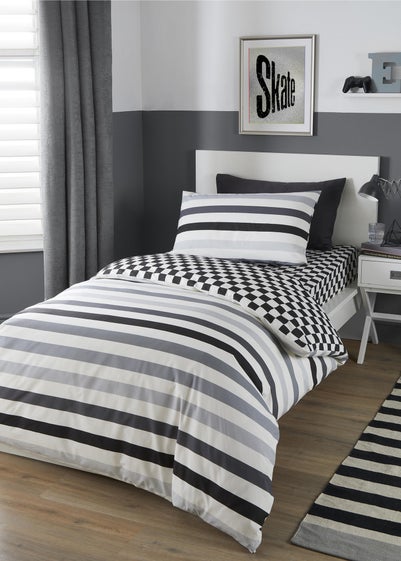 Bedlam Beckett Stripe White Duvet Cover Set