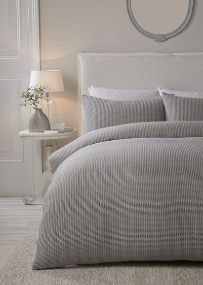 Serene Lindly Waffle Silver Duvet Cover Set