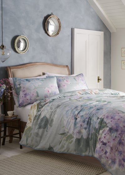 Appletree Heritage Hydrangea Sateen Blue Duvet Cover Set