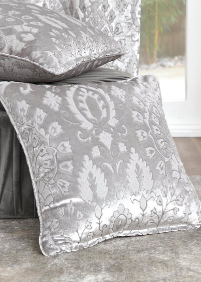 Curtina Trinity Velvet Silver Filled Cushion (43cm x 43cm)